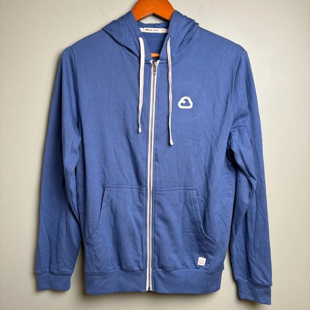 Marine Layer Mens Hoodie Size XS Casual Coastal Lightweight Sweatshirt Full Zip
